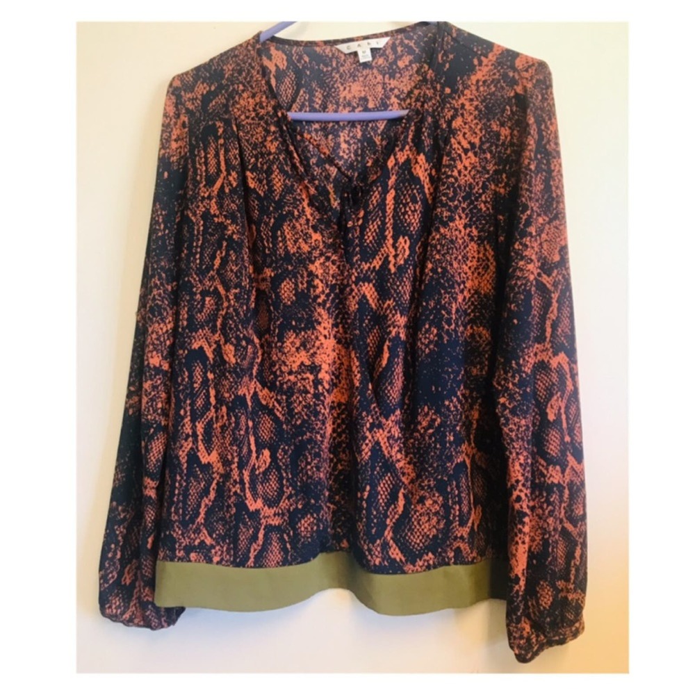 CAbi Snakeskin Boarder Wrap Long Sleeve Top M